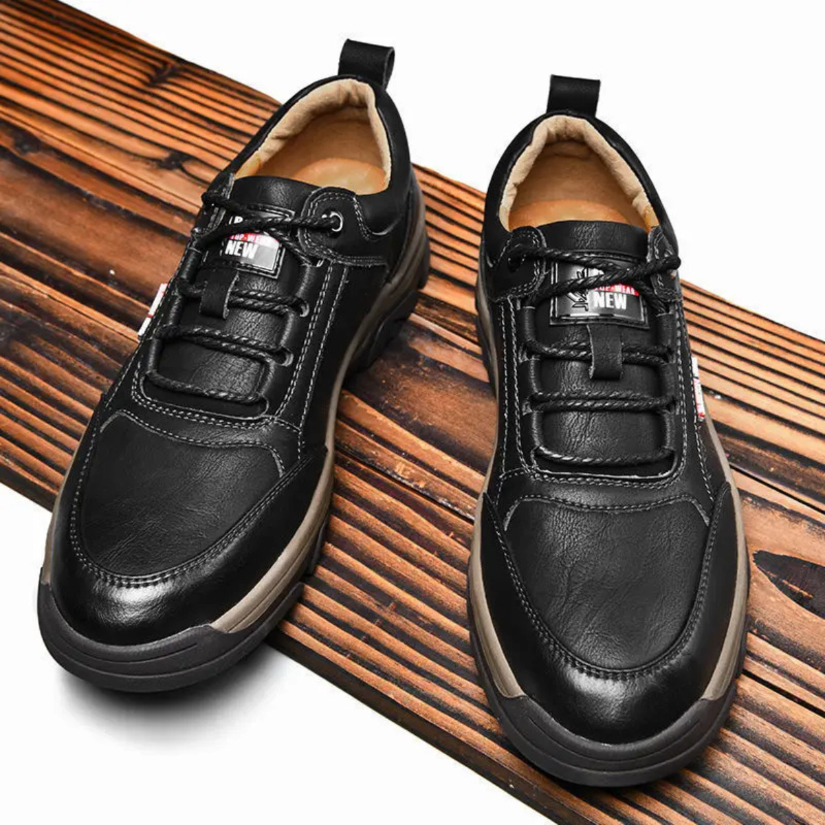 Axel | Men's Leather Lace Up Casual Shoes Black