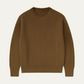Dama Washington Beau men's crew neck sweater brown ribbed knit - front view
