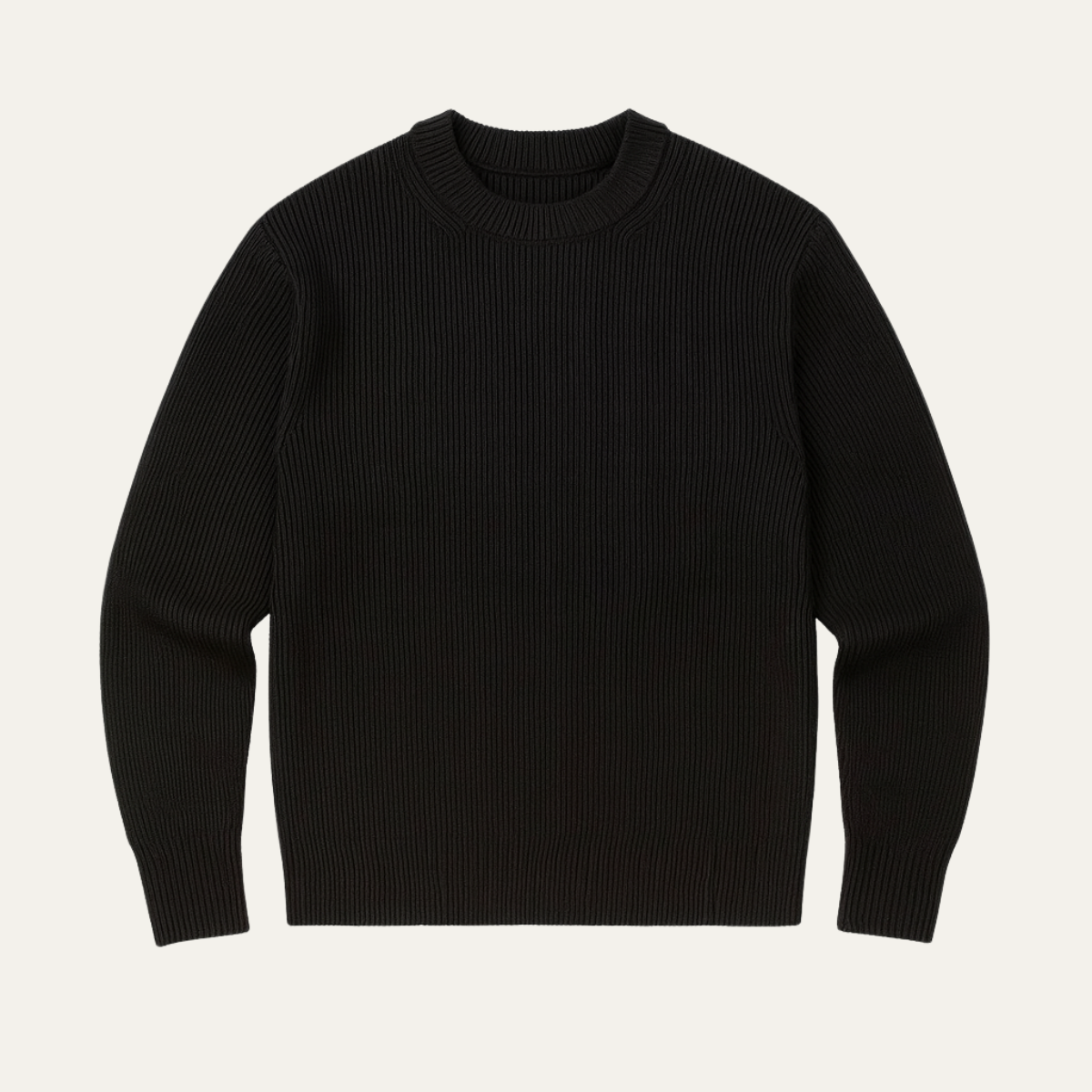 Beau | Men's Crew Neck Sweater Brown Ribbed Knit