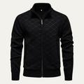 Dama Washington Voss men's textured knit zip up cardigan black - front view