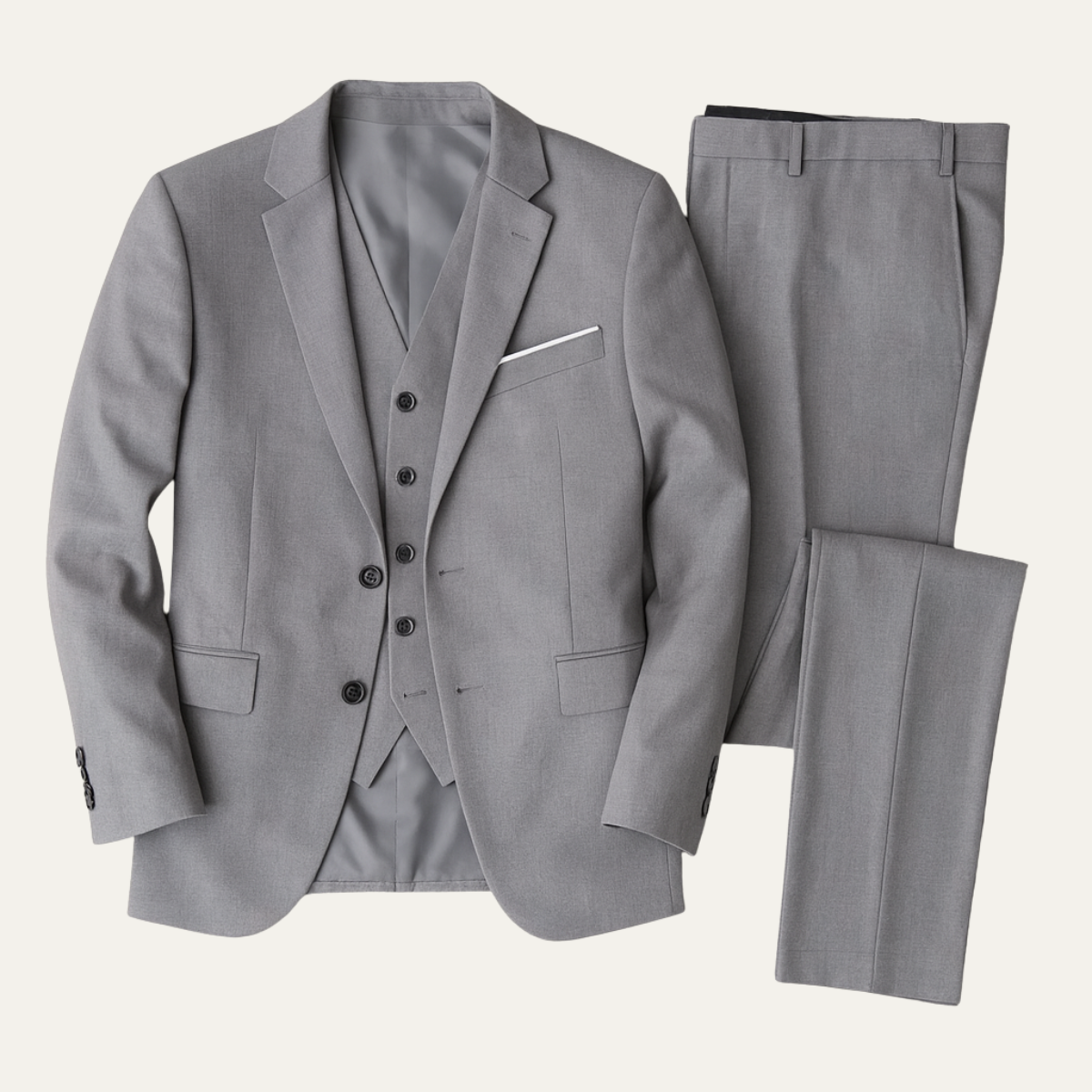Ezra | Men's Three Piece Suit Gray Slim Fit Blazer Vest Pants