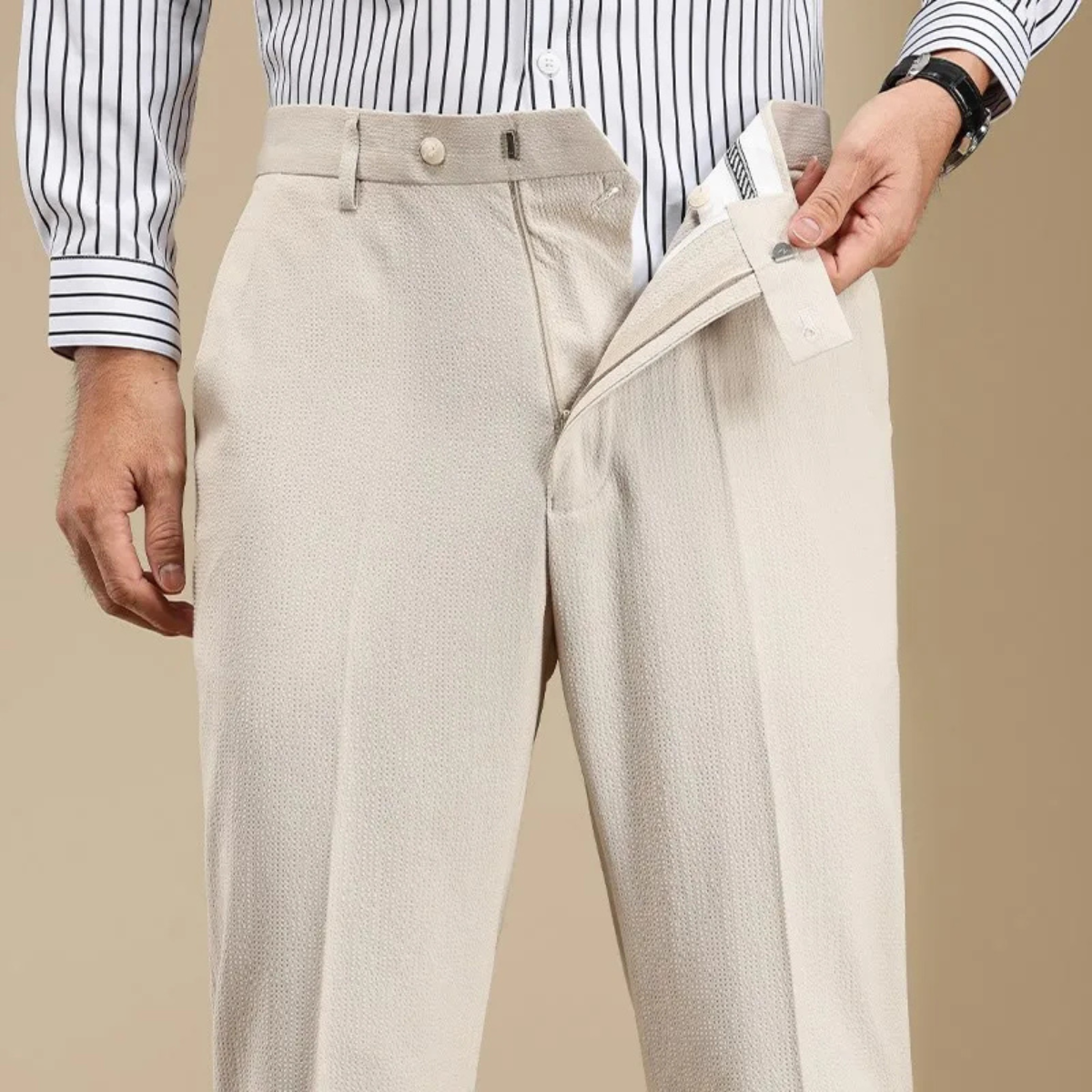 Rhys | Men's Tailored Straight Leg Dress Pants Cream