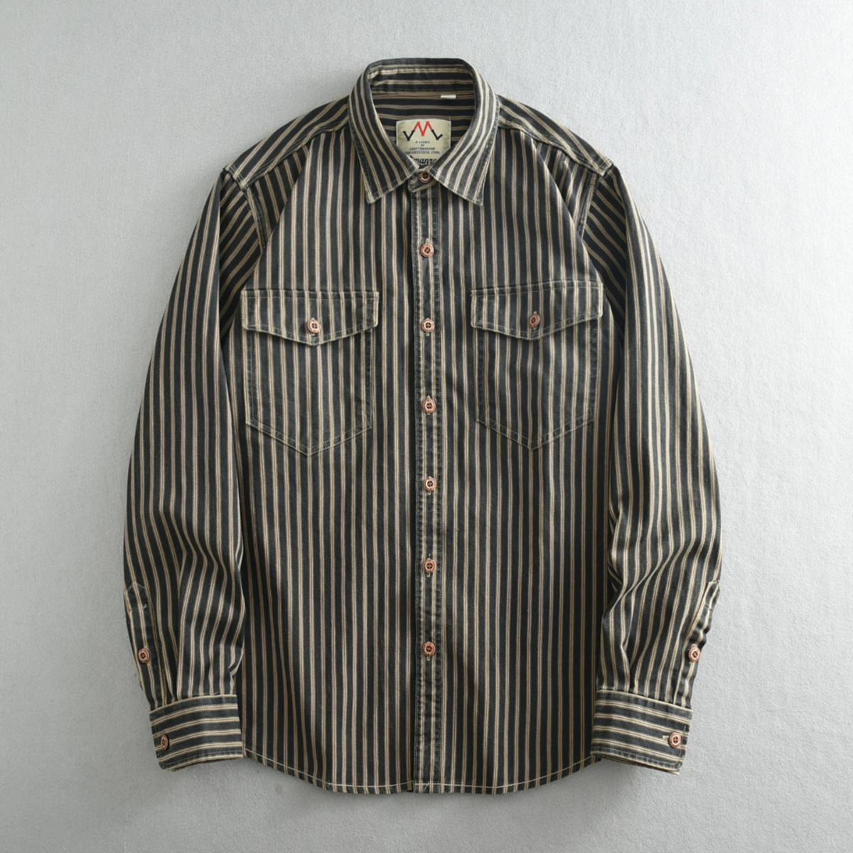 Ivo | Men's Striped Button Up Shirt Navy Cream