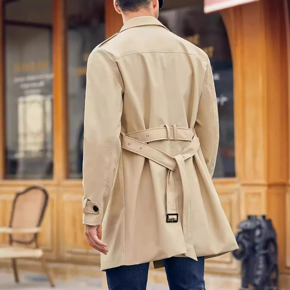 Hale | Men's Double Breasted Trench Coat Beige