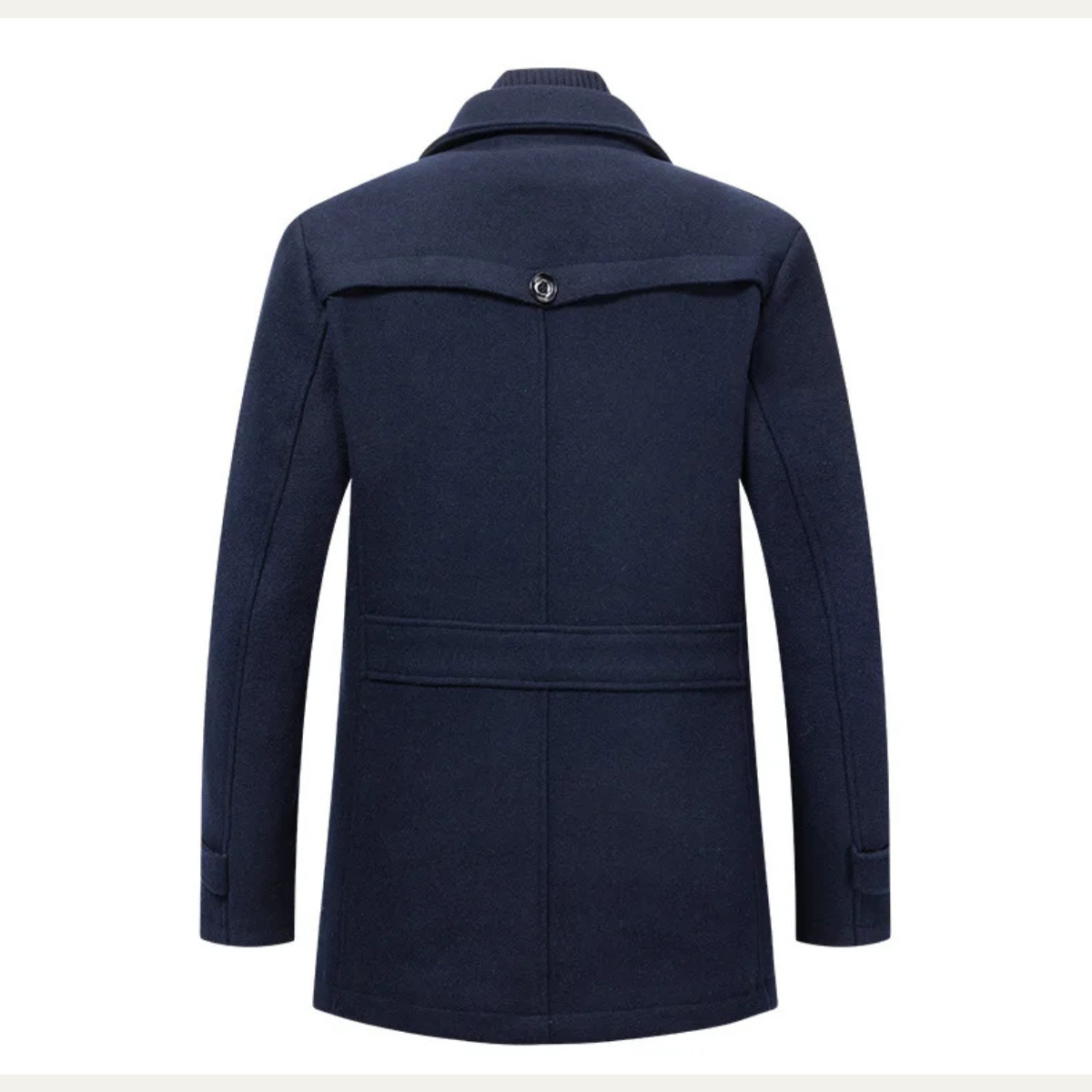 Lars | Men's Navy Wool Overcoat Double Breasted Collared