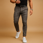 Dama Washington Tate men's smart casual check slim fit pants black - view 2