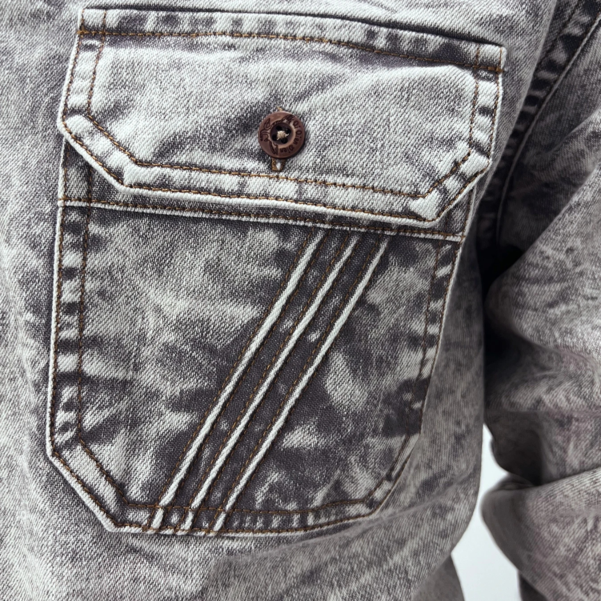 Ezra | Men's Denim Shirt Light Gray Vintage Wash