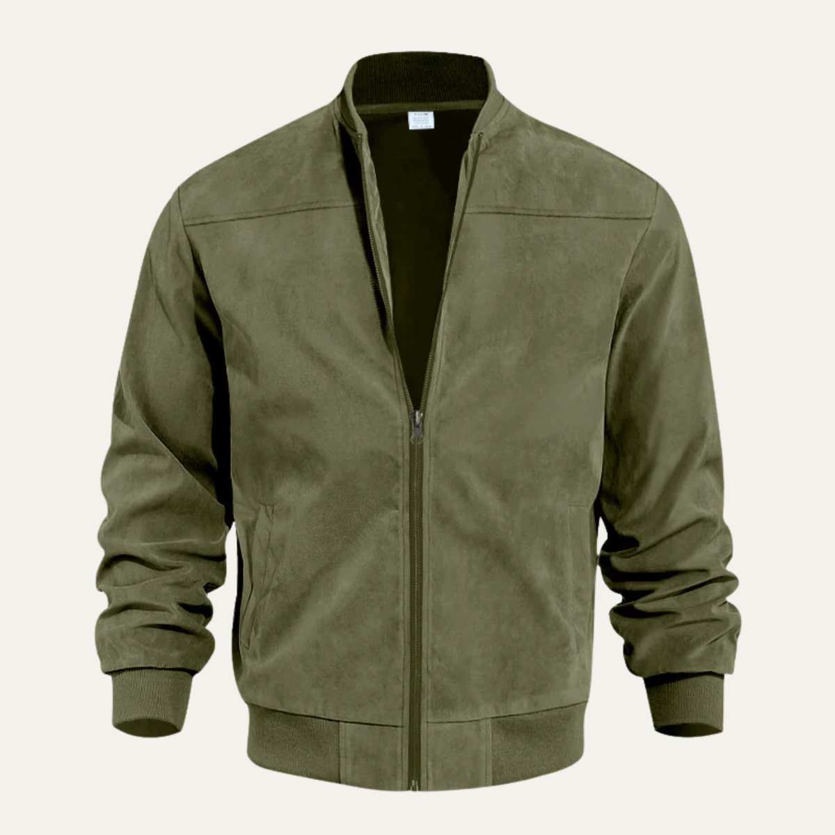 Axel | Men's Casual Suede Bomber Jacket Olive Green