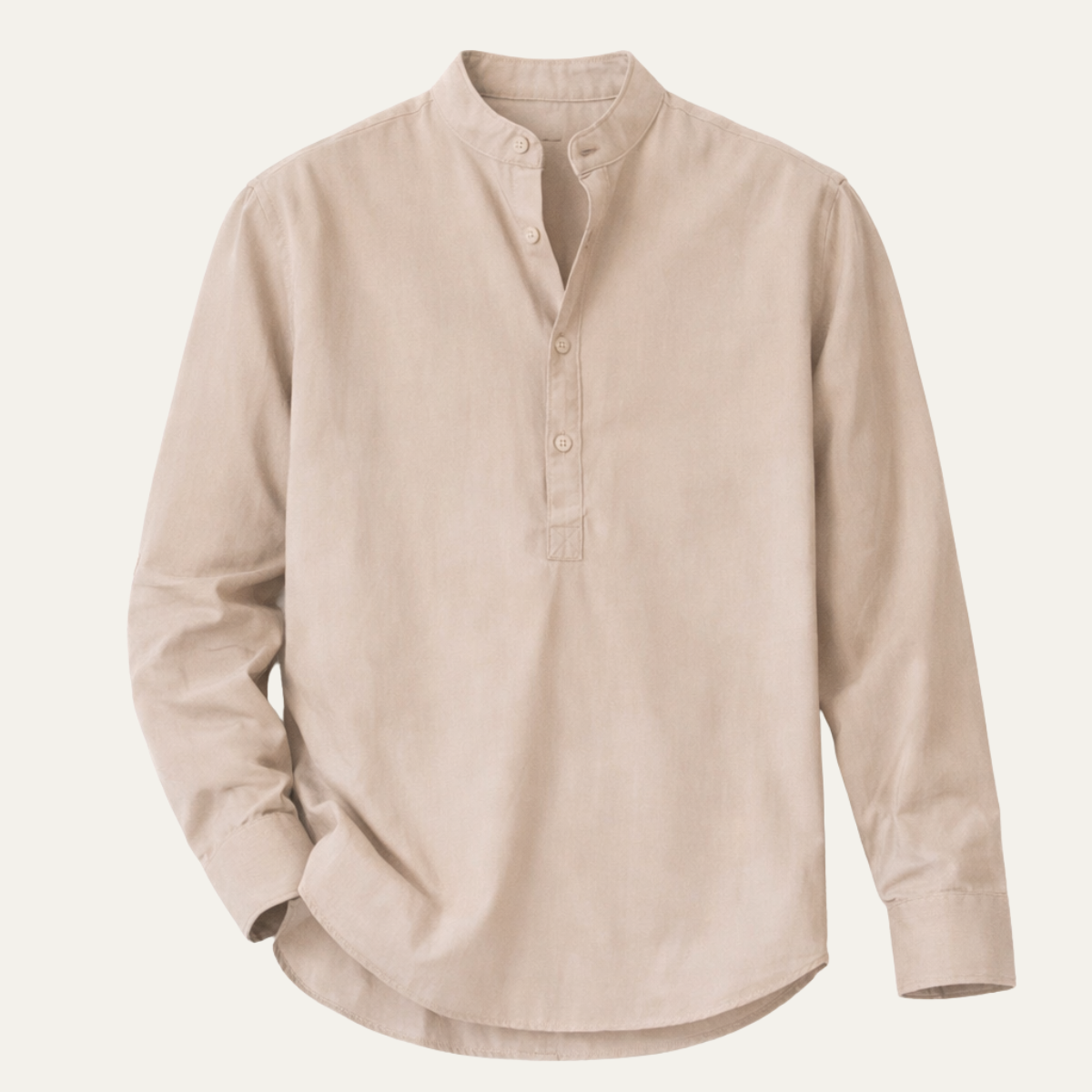 Beau | Men's Linen Button Up Shirt Cream Long Sleeve