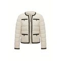 Dama Washington Cleo women's cropped puffer jacket cream black trim - front view