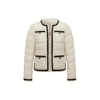 Dama Washington Cleo women's cropped puffer jacket cream black trim - front view