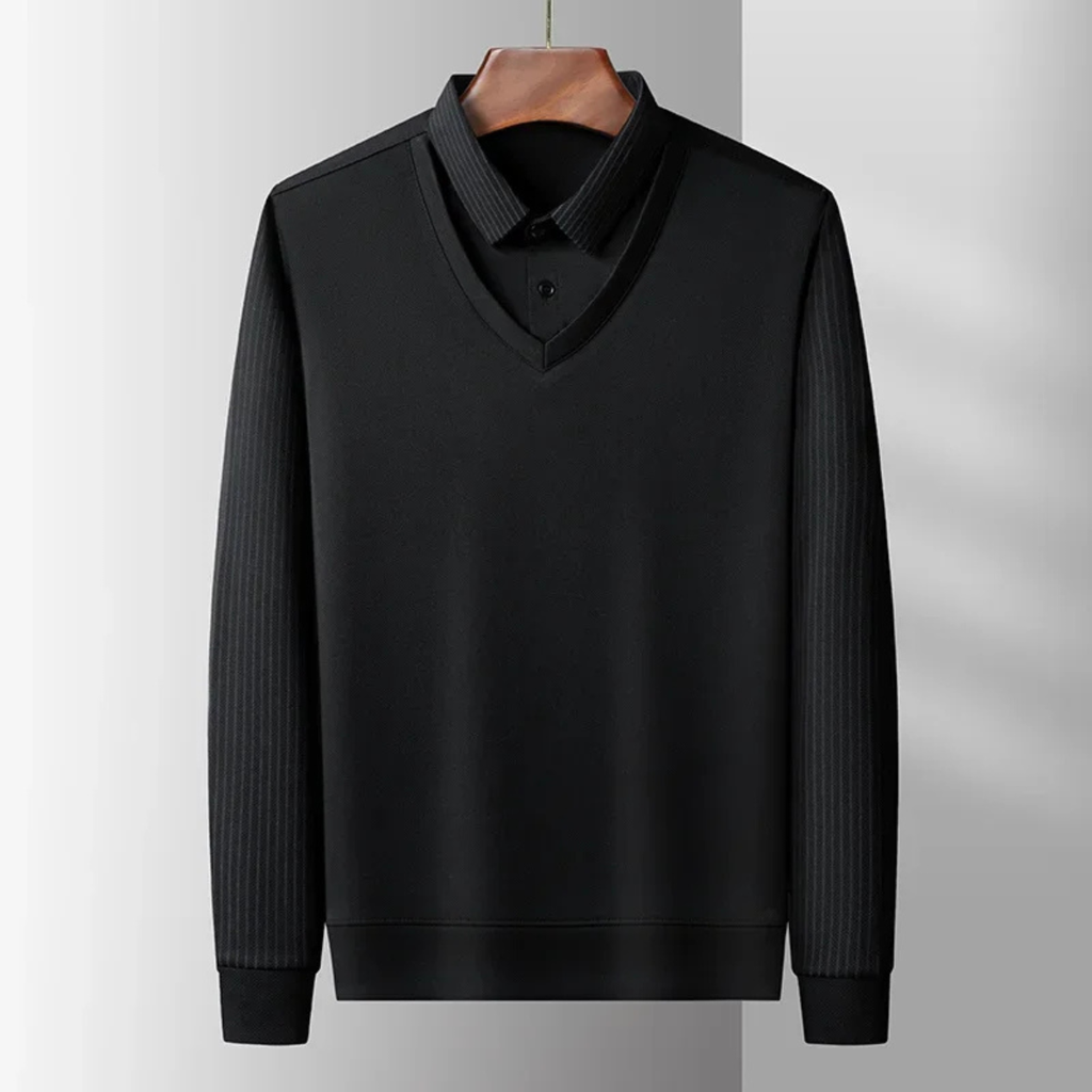 Dama Washington Sage men's mock neck sweater sage green ribbed sleeves - view 3
