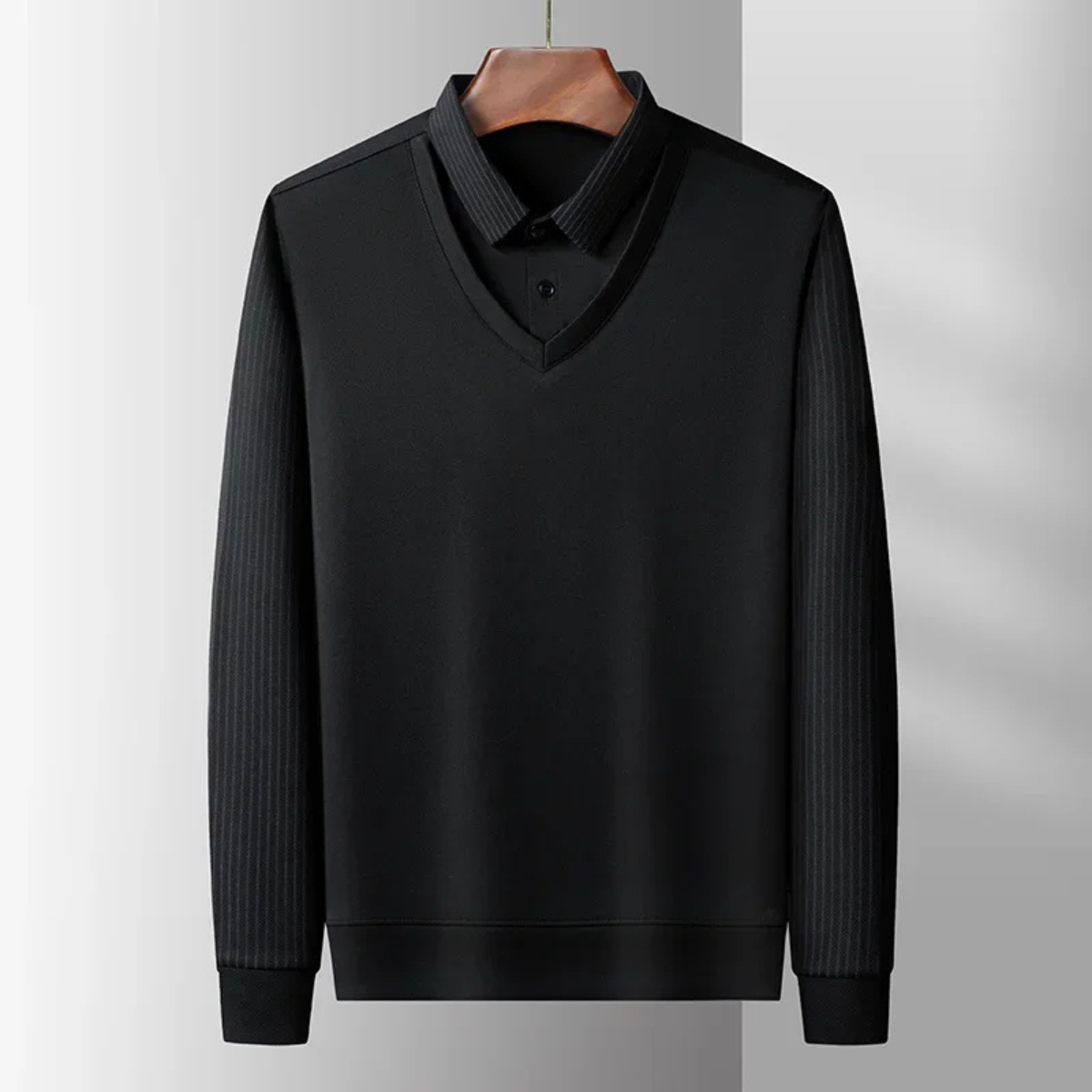 Sage | Men's Mock Neck Sweater Sage Green Ribbed Sleeves