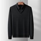 Dama Washington Sage men's mock neck sweater sage green ribbed sleeves - view 3