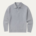 Dama Washington Axel men's ribbed polo sweater gray long sleeve - front view
