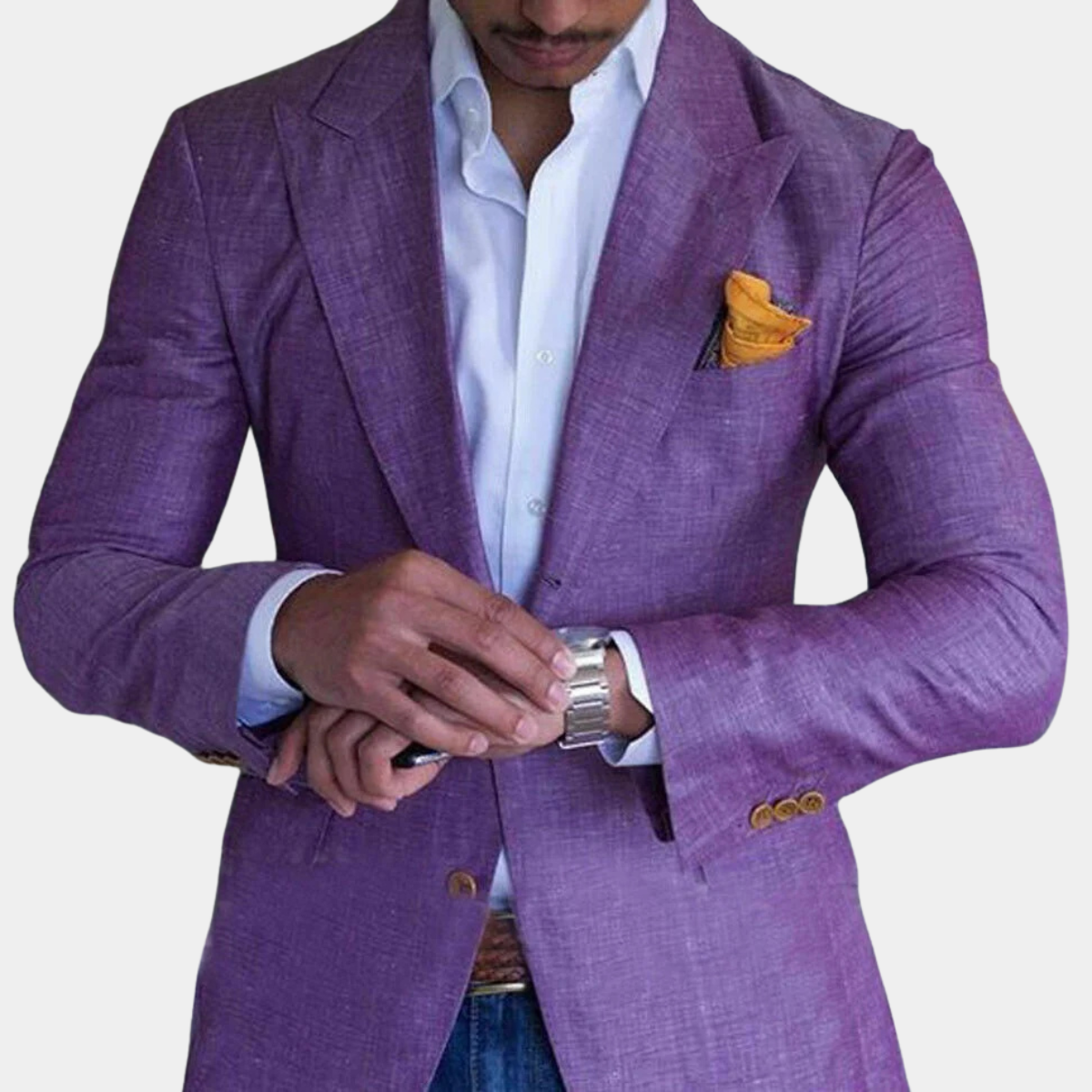 Ashton | Men's Check Blazer Navy Blue Tailored Fit