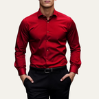 Dama Washington Axel men's dress shirt red slim fit long sleeve - front view