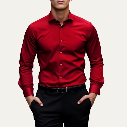 Dama Washington Axel men's dress shirt red slim fit long sleeve - front view