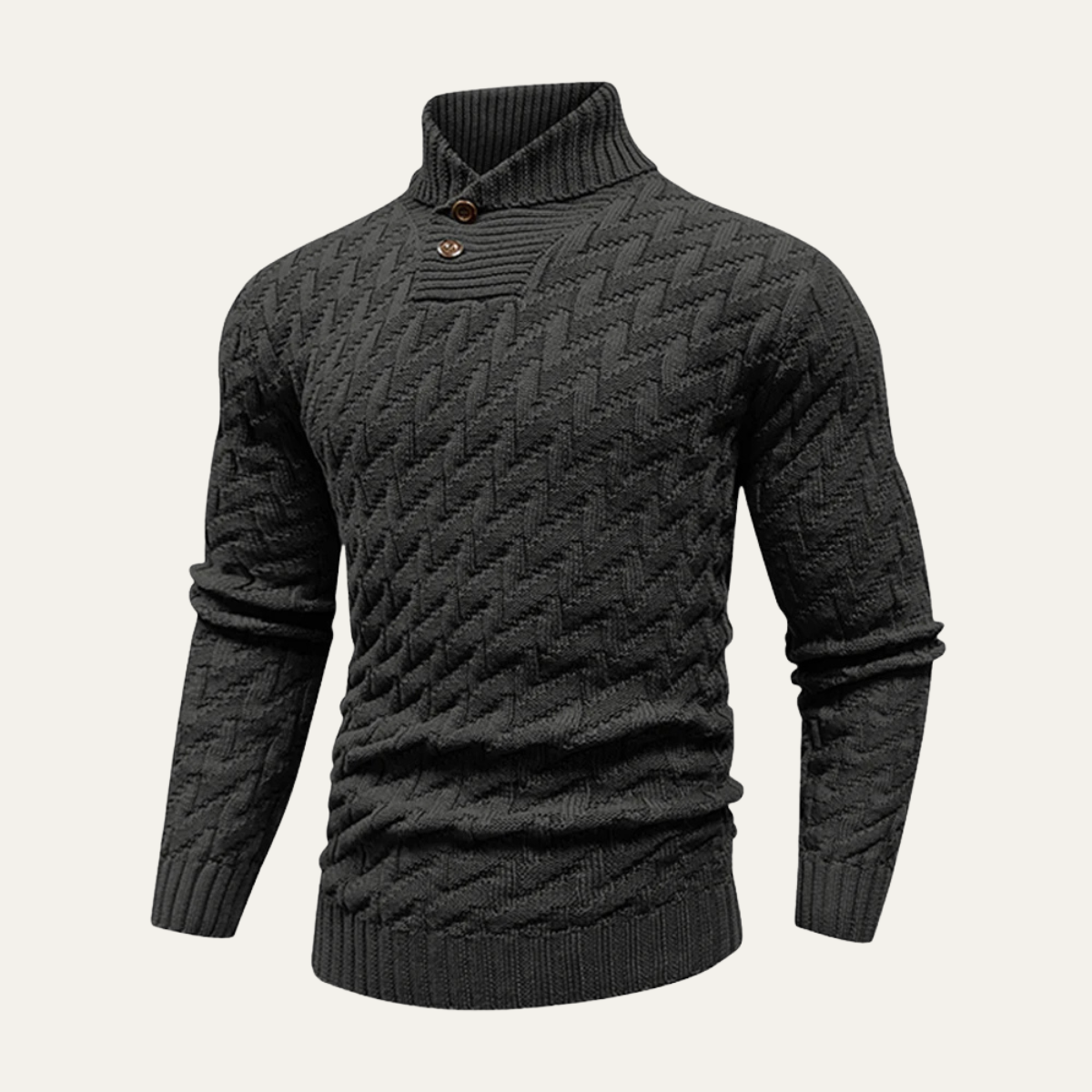 Beckett | Men's Textured Turtleneck Sweater Navy Cable Knit