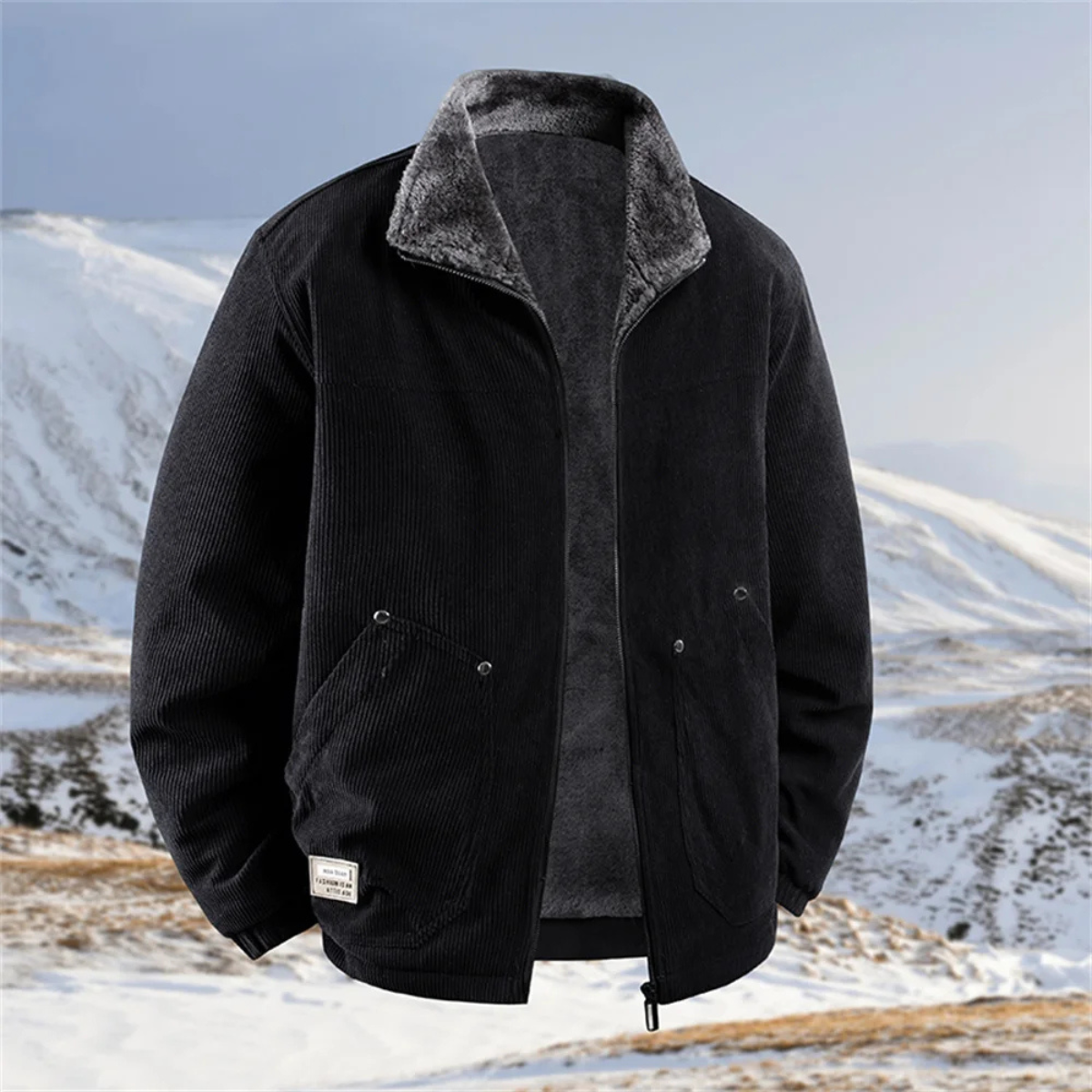 Jasper | Men's Corduroy Fleece Jacket Olive Sherpa Lined