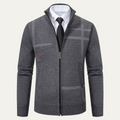 Dama Washington Beau men's full zip cardigan gray plaid - front view