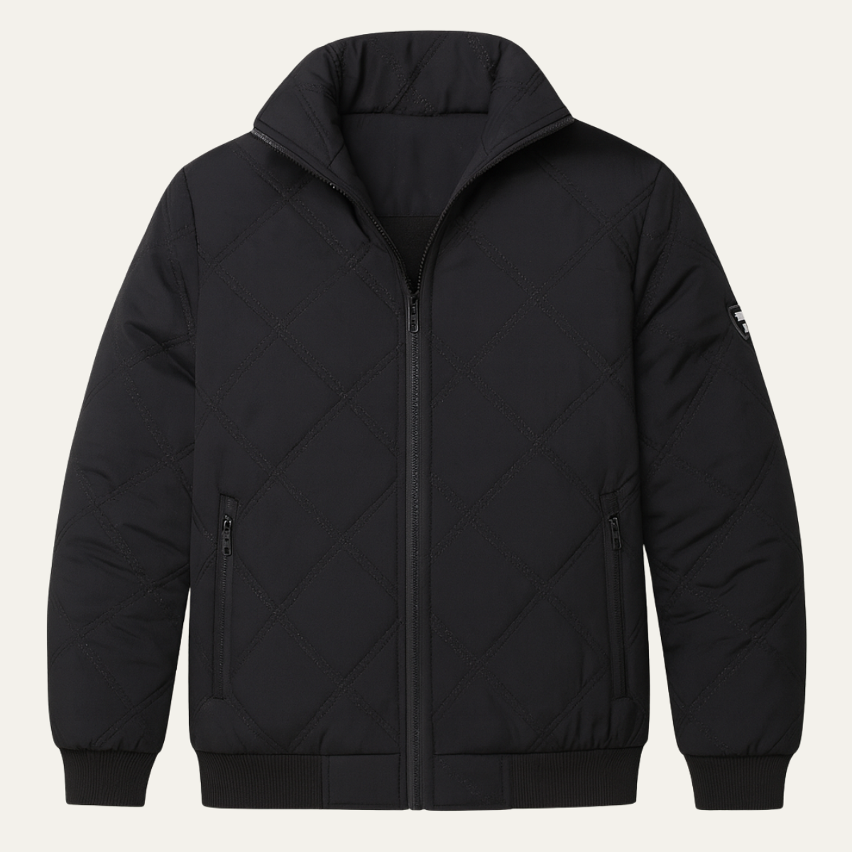 Axel | Men's Quilted Puffer Jacket Black Stand Collar
