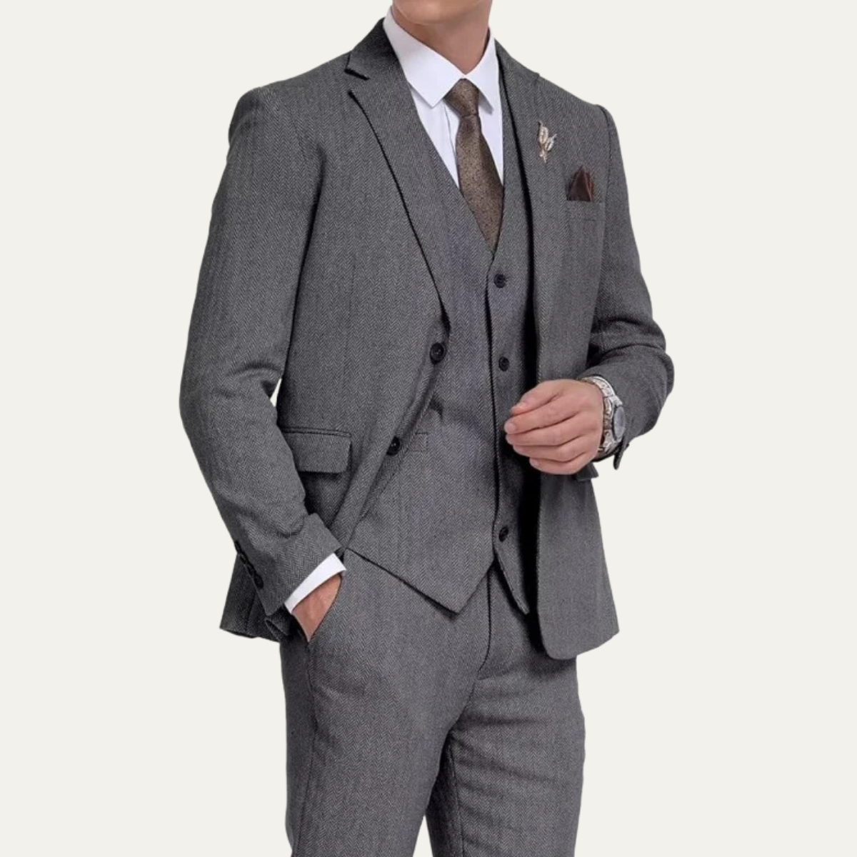 Jasper | Men's Three Piece Suit Gray Tweed Slim Fit