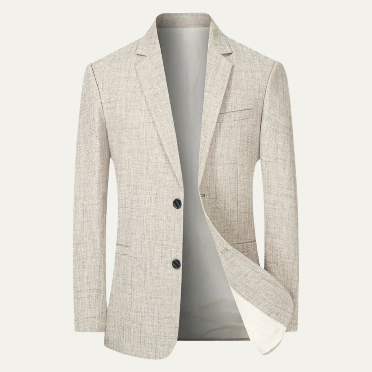 Ash | Men's Linen Blazer Cream Single Breasted Casual