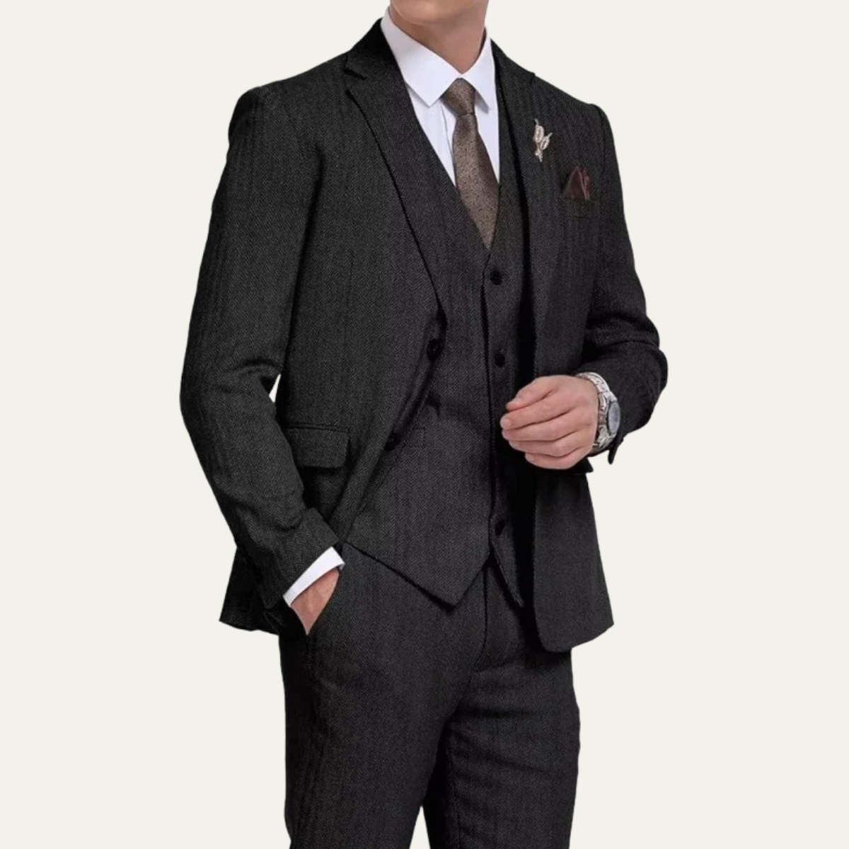 Jasper | Men's Three Piece Suit Gray Tweed Slim Fit