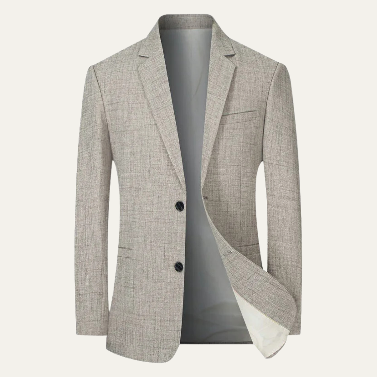 Ash | Men's Linen Blazer Cream Single Breasted Casual