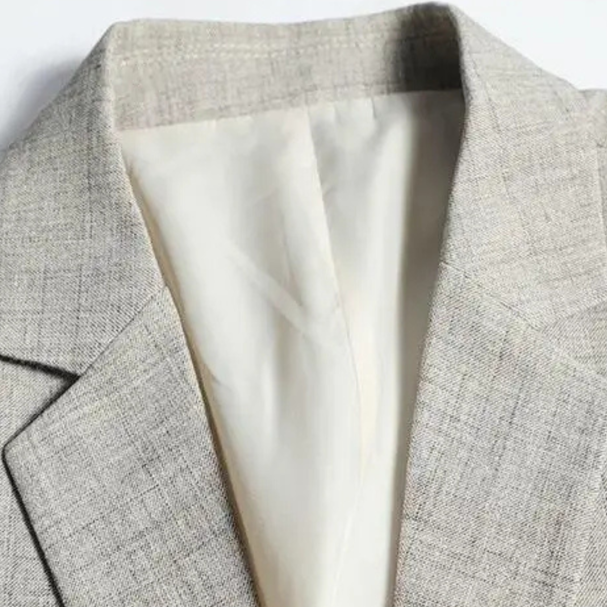 Ash | Men's Linen Blazer Cream Single Breasted Casual