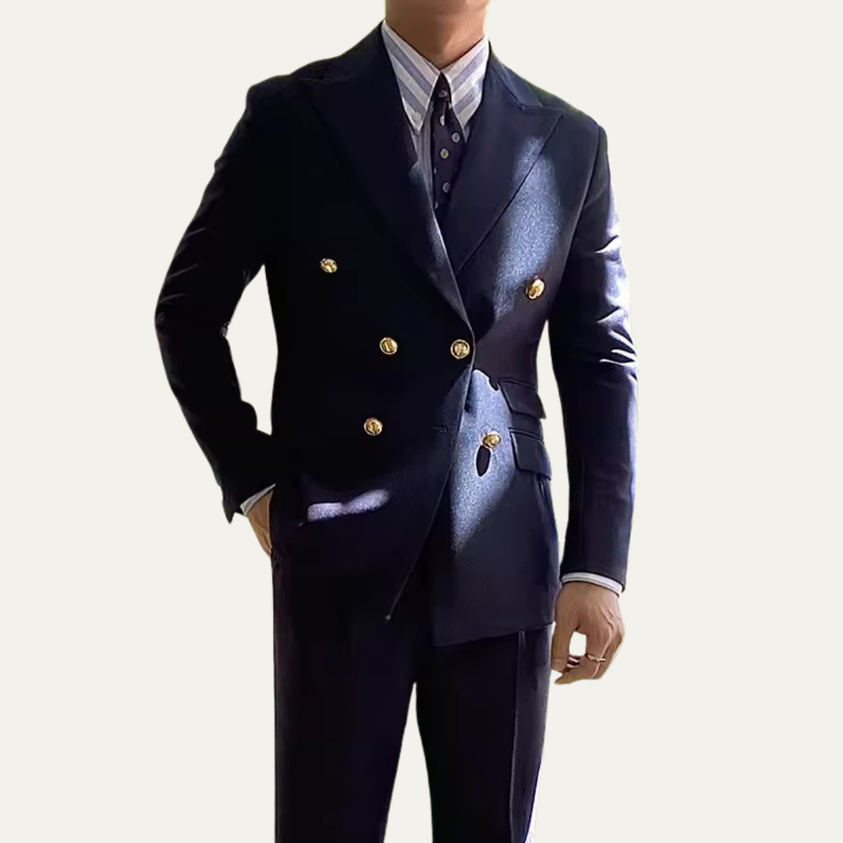Axel | Men's Double Breasted Blazer Camel Gold Buttons