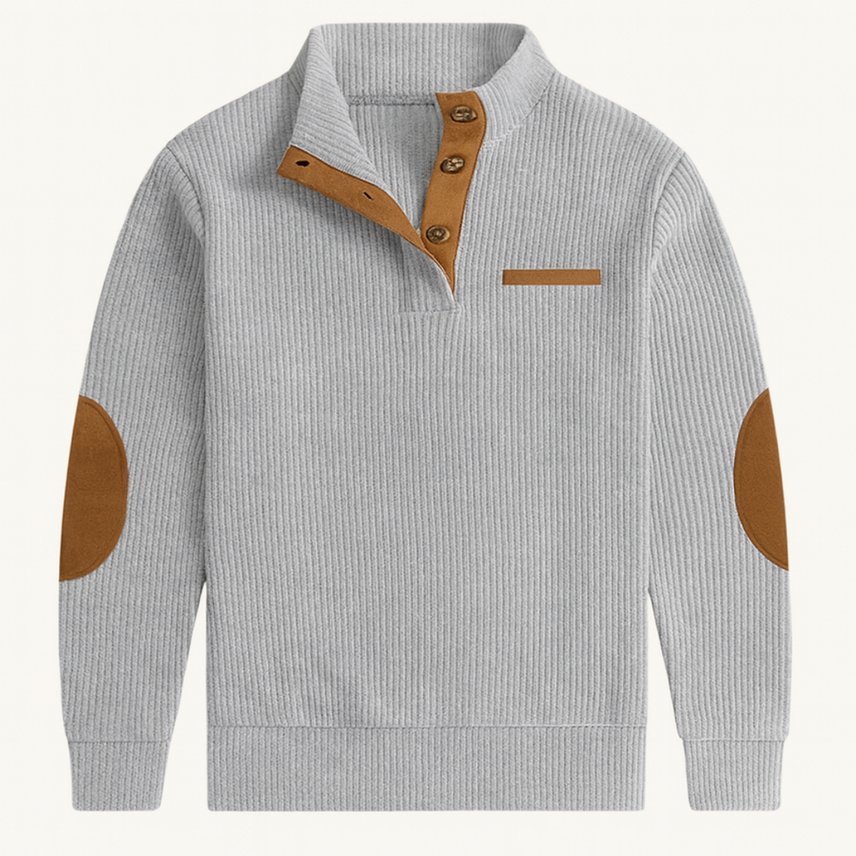Axel | Men's Henley Shirt Gray Ribbed Long Sleeve
