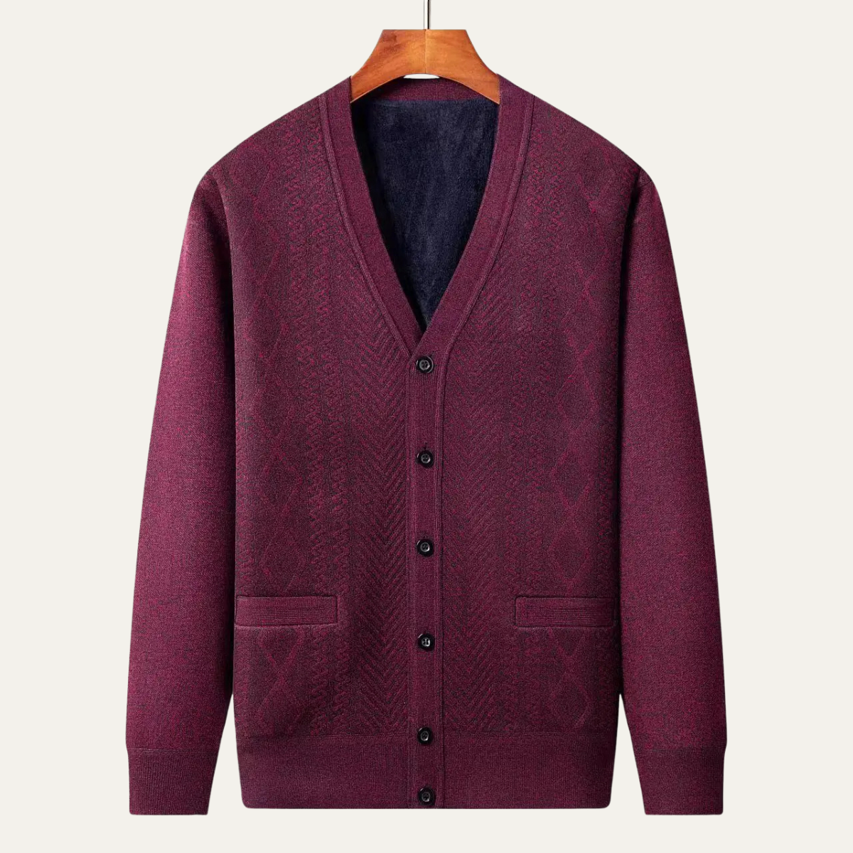 Wyatt | Men's Cable Knit Cardigan Cream Button Up