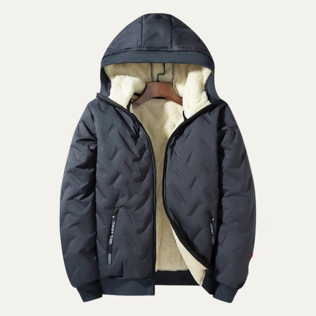 Axel | Men's Thermal Fleece Sherpa Hooded Puffer Jacket Black