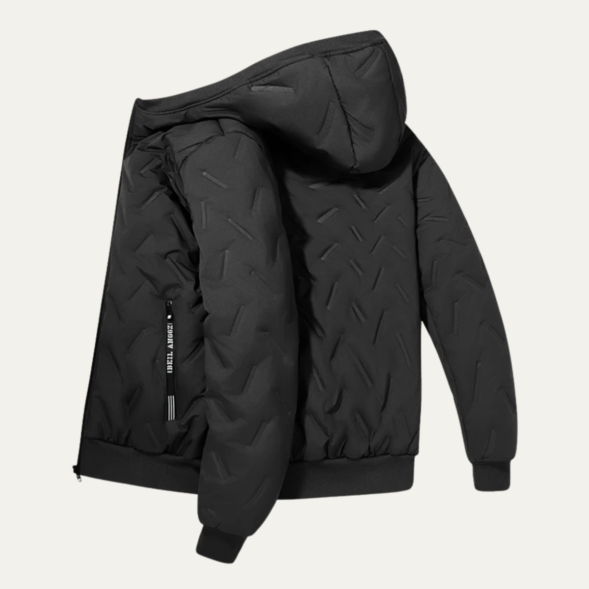 Axel | Men's Thermal Fleece Sherpa Hooded Puffer Jacket Black