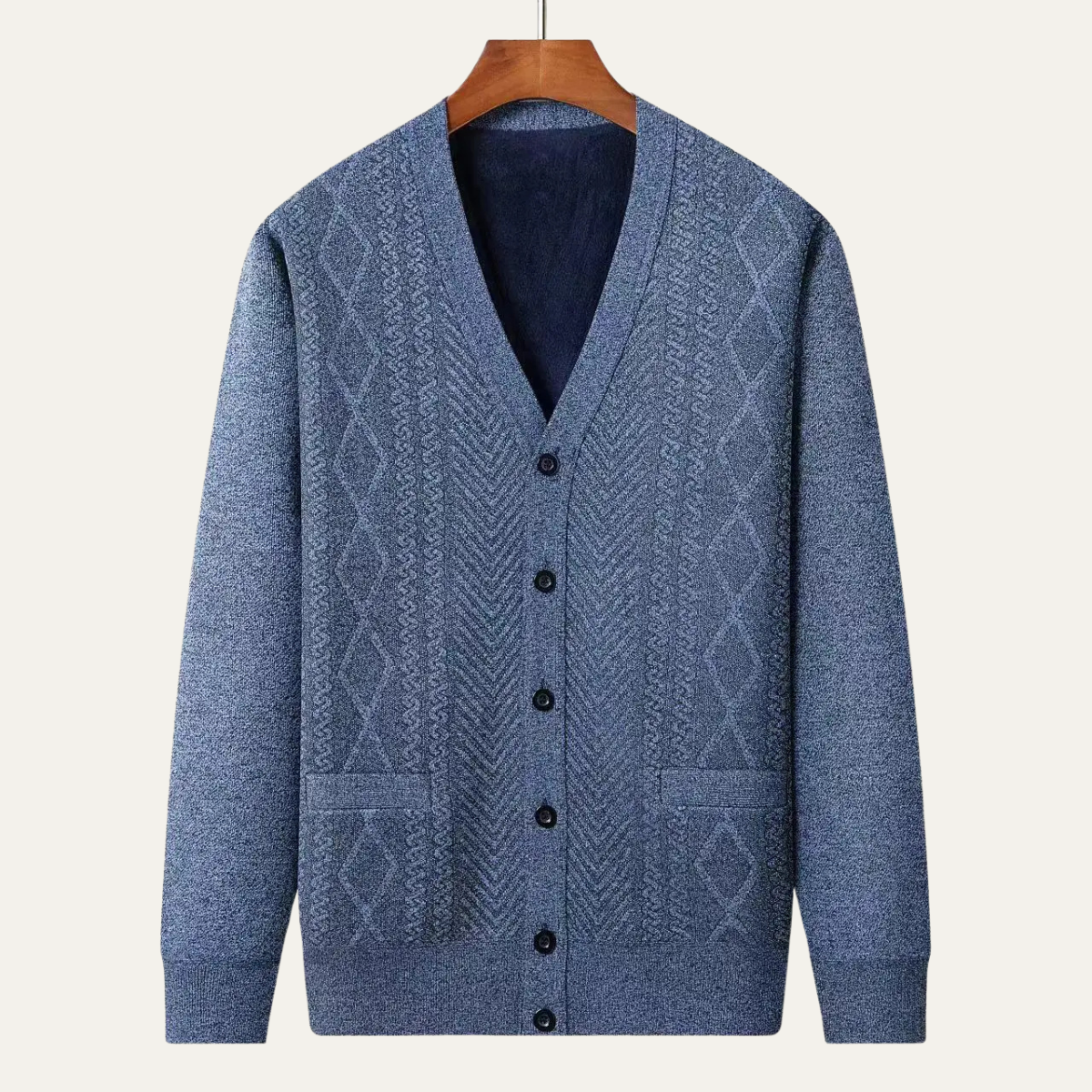 Wyatt | Men's Cable Knit Cardigan Cream Button Up