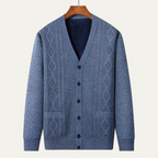 Dama Washington Wyatt men's cable knit cardigan cream button up - view 5