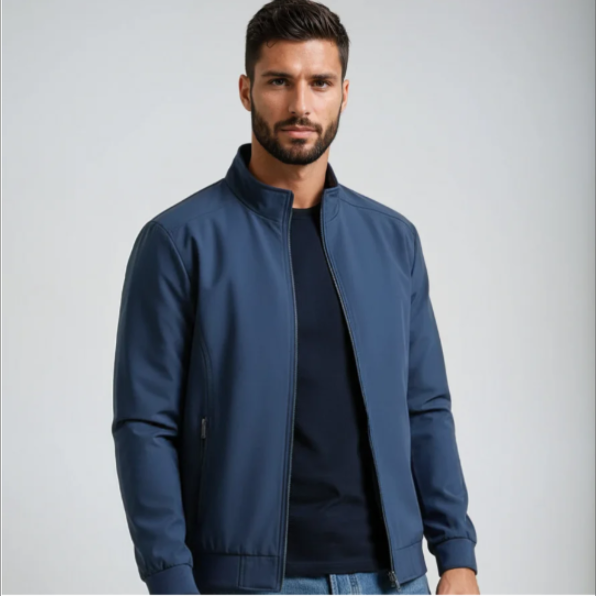 Callum | Men's Lightweight Windbreaker Navy Zip Up Jacket