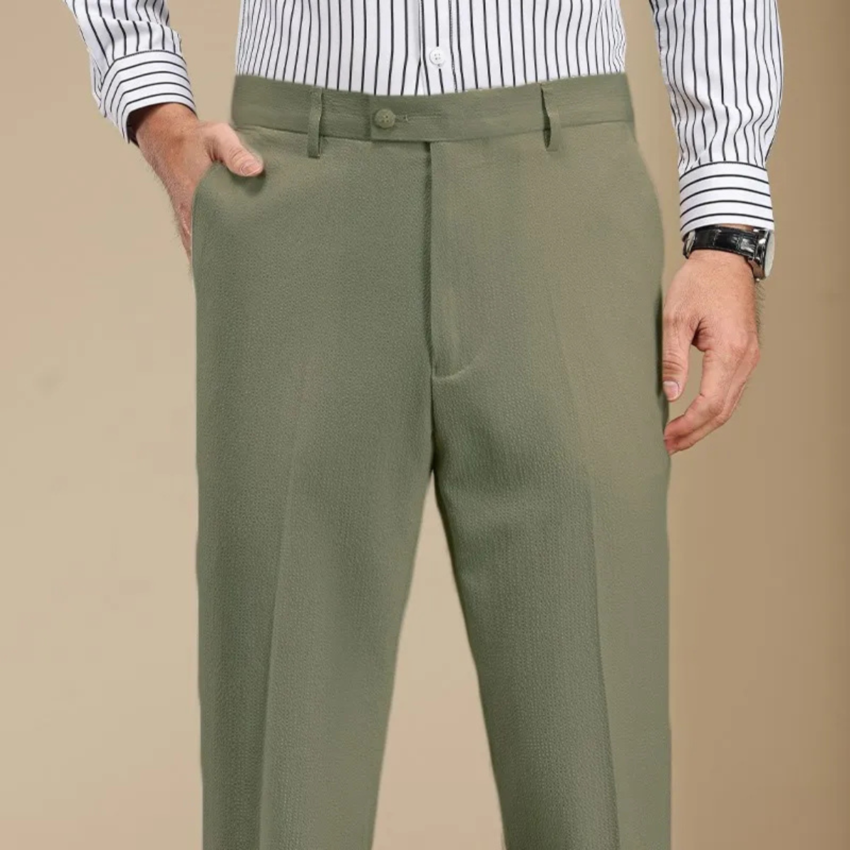 Rhys | Men's Tailored Straight Leg Dress Pants Cream