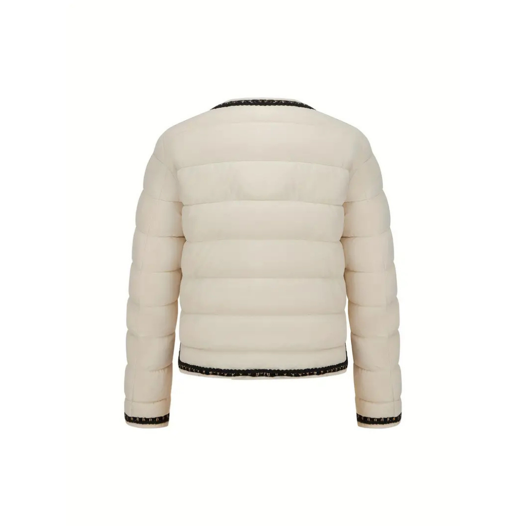 Dama Washington Cleo women's cropped puffer jacket cream black trim - view 2