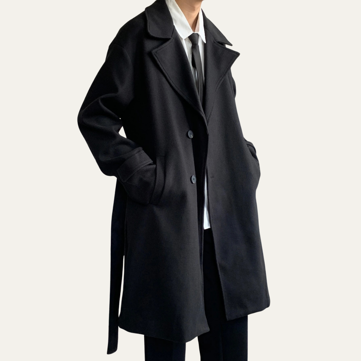 Nash | Men's Wool Overcoat Black Long