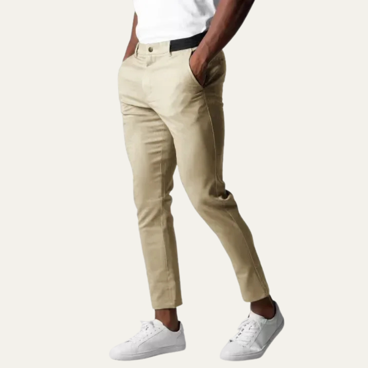 Beau | Men's Slim Fit Chinos Cream Stretch Tailored