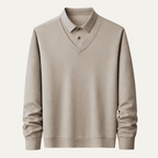 Dama Washington Axel men's v neck sweater cream ribbed sleeves - view 4