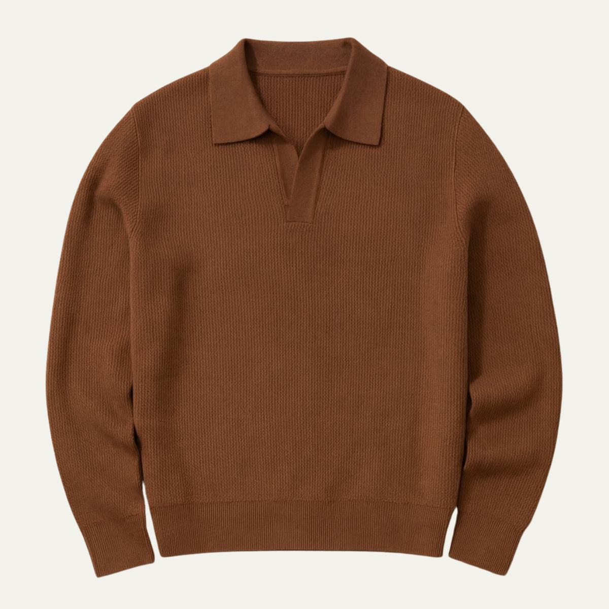 Axel | Men's Ribbed Polo Sweater Gray Long Sleeve