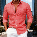 Dama Washington Axel men's striped button up shirt red white - front view