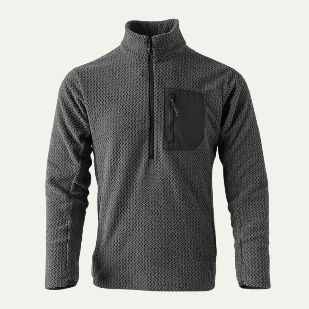 Noel | Men's Quarter Zip Sweater Tan Knit Chest Pocket