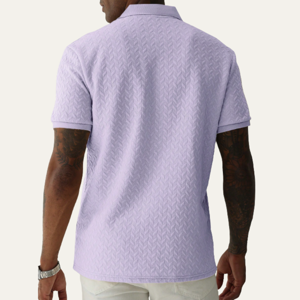 Beau | Men's Textured Polo Shirt Cream
