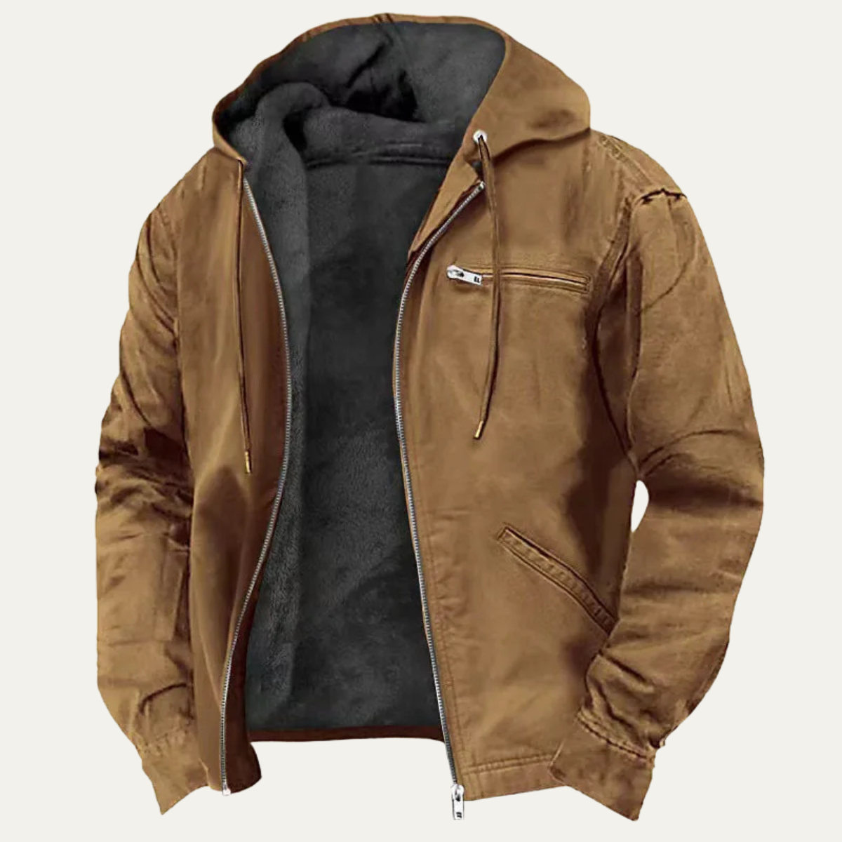 Axel | Men's Fleece Lined Hooded Jacket Camel