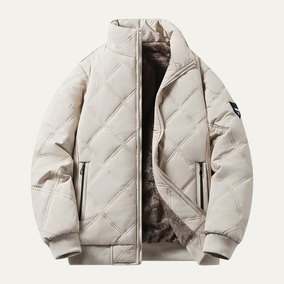 Beau | Men's Quilted Puffer Jacket Black Sherpa Lined